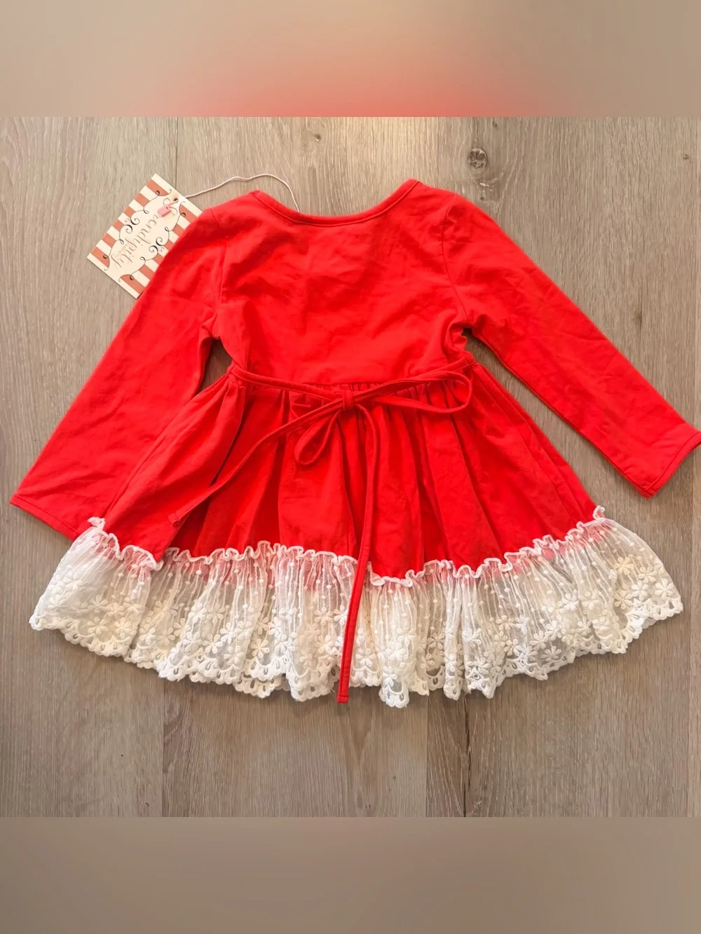 NWT Serendipity Clothing Co. Red Eyelet Lace Ruffle Holiday Dress - 24M